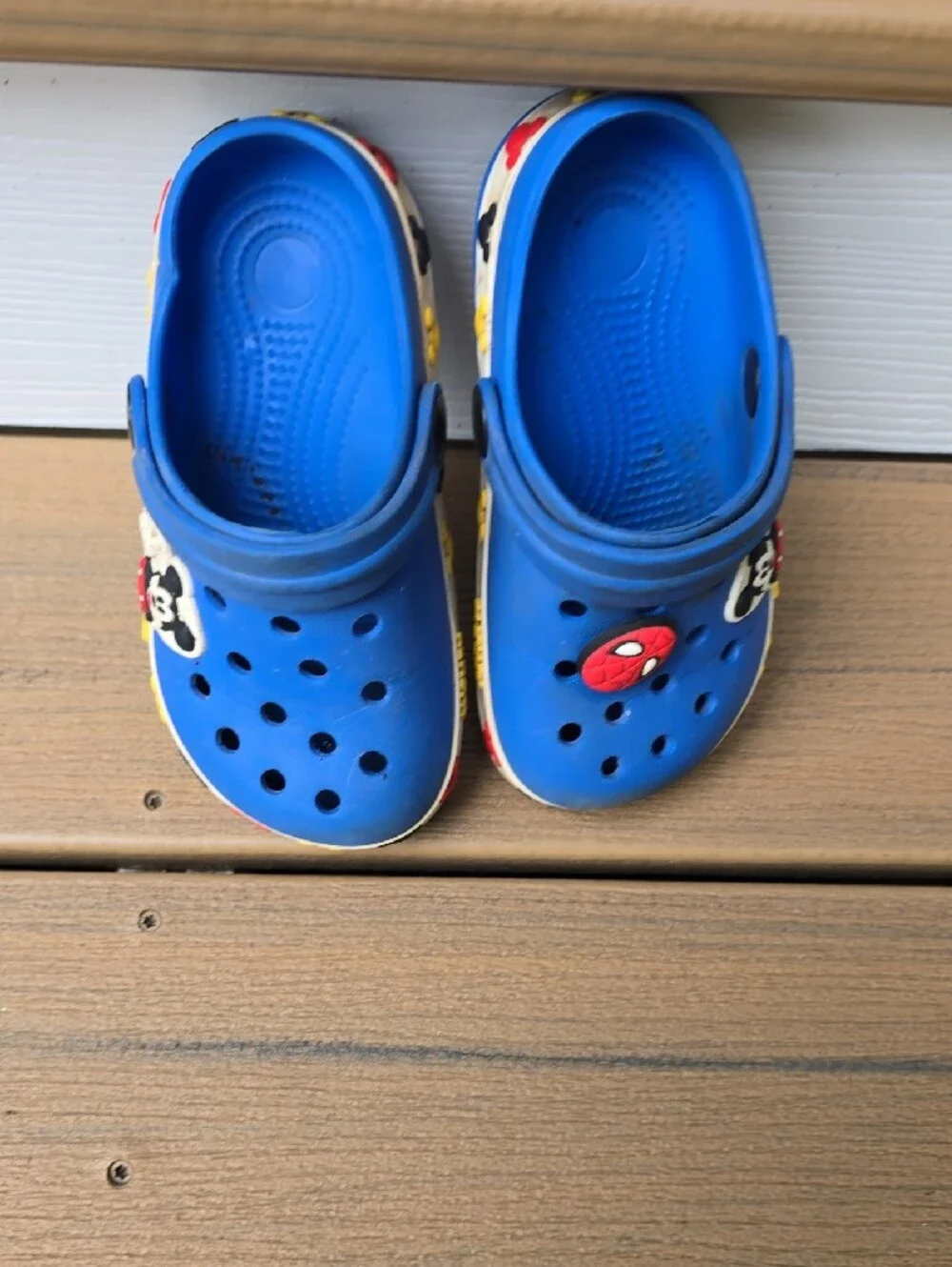 Blue Kids Clog Shoes with Mickey Character Accents